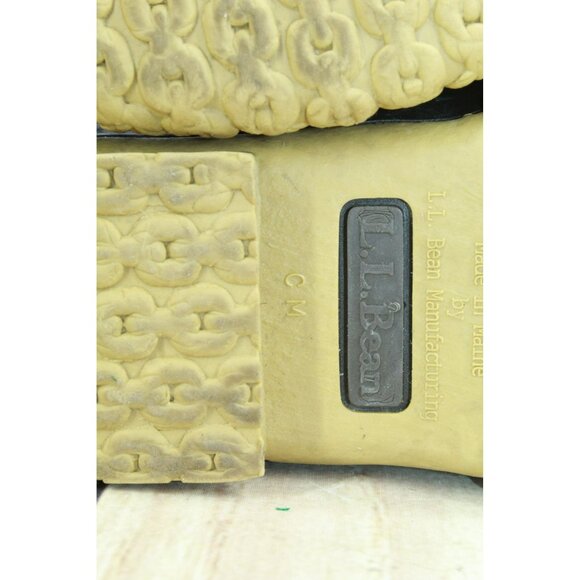 LL Bean Black Leather Lace Up Round Toe Unlined Mid Calf Duck Boots Size 7 M - Picture 8 of 9